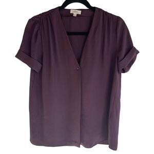 Wilfred Plum Button Up Short Sleeve Minimalist Top Women's Sz XS
